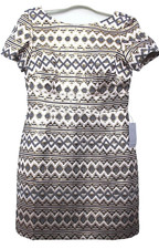 Vince Camuto Gold Shimmer Metallic Woven Jacquard Sheath Dress Size 8 Petite NEW