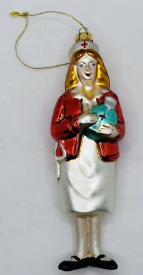 Beautiful Blown Glass Ornament Nurse Medical Standing 6  Tall B182