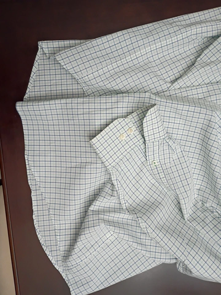 Camisa de vestir Izod XXL 2XL manga larga, abotonada, azul a cuadros/blanco Foto 3 de 4