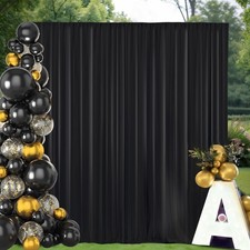 10x10ft Black Backdrop Curtain with Rod Pockets Wrinkle Free Backdrop Curtain...