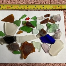 Sea Glass From Maine Coast. Multi-colored. Plus Amethyst Crystals.