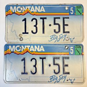1991 Montana License Plate Pair Low Number Bitterroot County 13 Low 2 Digit 5E