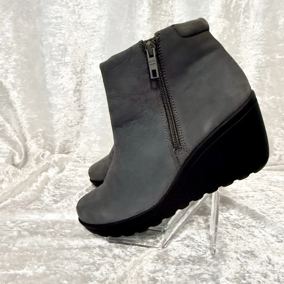 Naturalizer Women's Quineta Leather Boot Booties Gray Wedge Comfort Size 9-W - Image 3 of 4