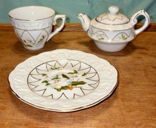 Vintage Summco Porcelain Floral Demitase Tea Set 44T383 Gold Trim New In Box