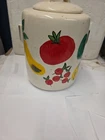 Vintage Cylinder McCoy Cookie Jar Painted Vegetables - Good Used Condition-
