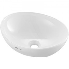 Oval Vessel Sink, 16" x 13.4" Bathroom Vessel Sink Bowl Countertop, White Cerami
