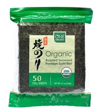 Organic Roasted Seaweed 50 Count Pack Low Calorie Superfood Sushi Nori Sheets