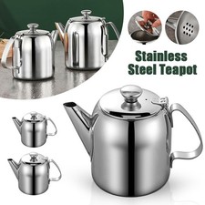 Stainless Steel Metal Teapot Cafe Tea Coffee Drink Restaurant Teakettle Flip Lid