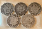 Lot of 5 Mixed Date Morgan Silver Dollar Coins - 90% Silver 1885/1879 USA LOT