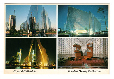 Crystal Cathedral - Garden Grove California - Multiview Vintage Chrome Postcard