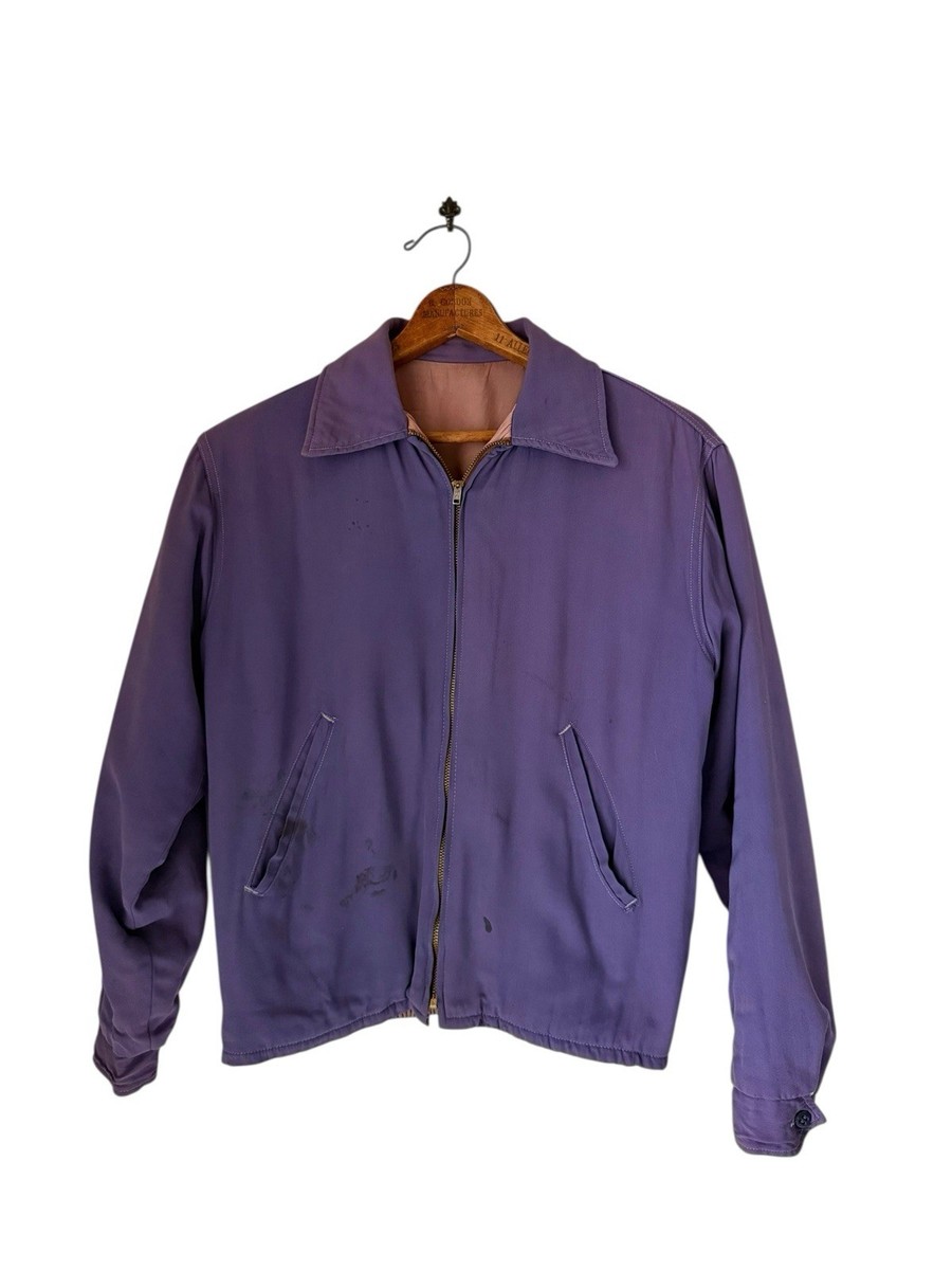 Vintage 1950s Rayon Gabardine Zip Up Rockabilly Reversible Jacket