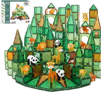 Olvy Magnetische Bausteine Montessori Spielzeug - 110 Magnetic Tiles Kinder - Ma