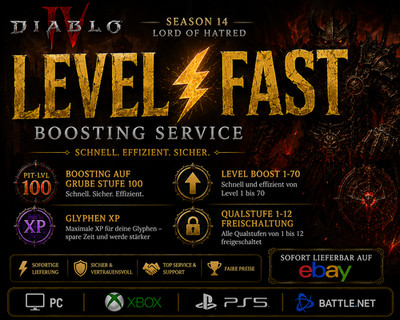 Diablo 4 S14 Season 14 Leveling Boost-1-70 + Paragon Turbo Level - SC Fast Level
