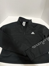 Adidas Women's Essentials Fleece 3-Stripe Cropped 1/4 Zip Hoodie Size Medium