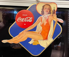 RARE 1940 COCA COLA BATHING SUIT GIRL HOLDING BOTTLE CARDBOARD EXCELLENT SHAPE