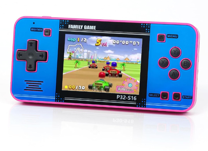 Handheld Game for Kids Built-in 220 32-bit Video Games, 3.0” IPS screen recharge