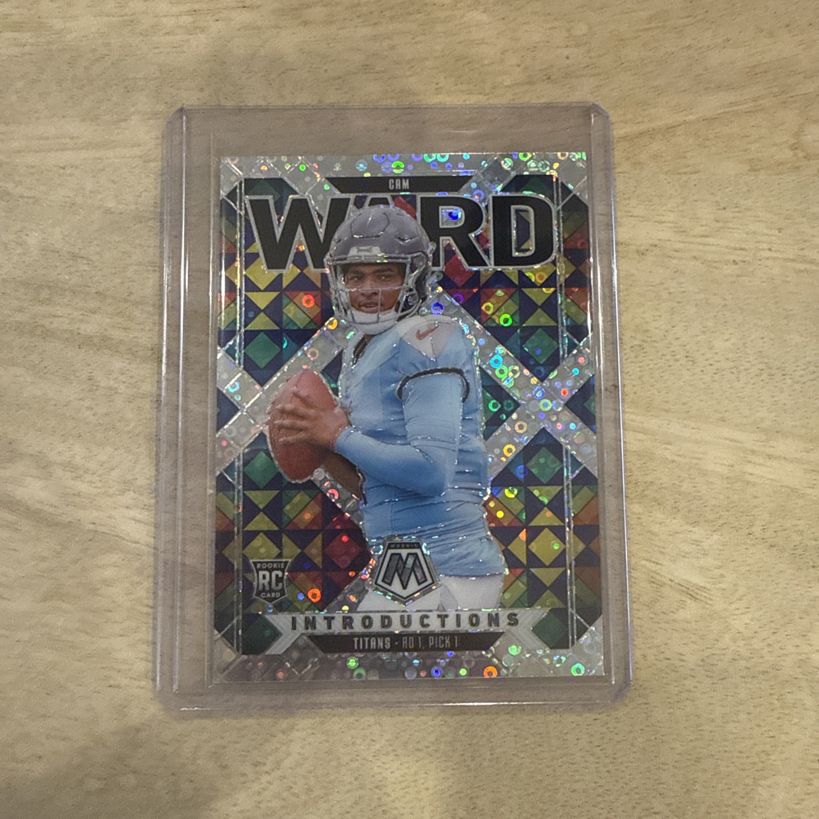 2025 Panini Mosaic No Huddle #6 Cam Ward RC Introductions Silver Disco Prizm