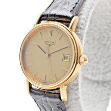 MINT Longines L4.136.2 24mm Gold Stick Dial Date Quartz Women's Watch Japan