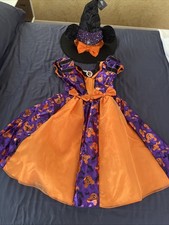 Disney Minnie Mouse Halloween Princess Dress Witch Hat7/8 Costume Orange Purple