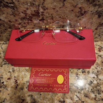 Cartier  Rimless Clear Lenses Metal Eyeglasses Frame Gold