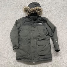 The North Face Down Jacket Boys M 10/12 Gray DryVent 550 Fill Faux Fur Trim