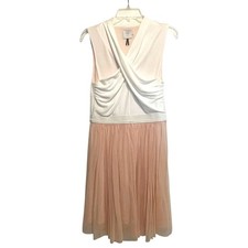 HD in Paris Darla Dress Womens Medium Blush Pink Tulle Cream Criss Cross Party