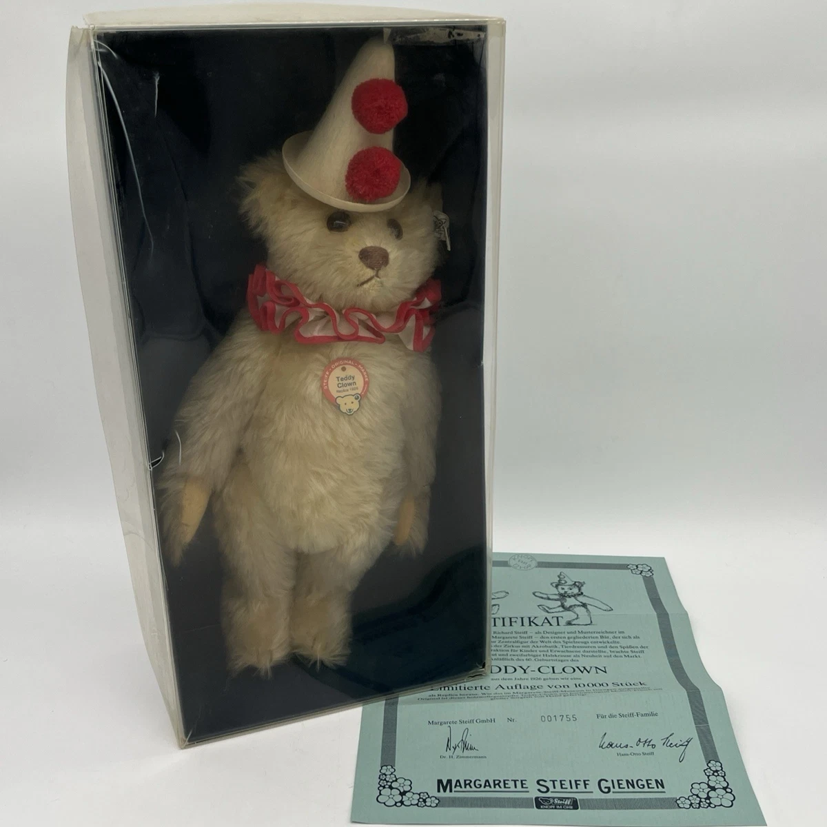 Steiff Teddy Clown 1926 Replica ぬいぐるみ Steiff Teddy Clown 1926 Replica LE #1755/10000 Mohair COA Box Fast