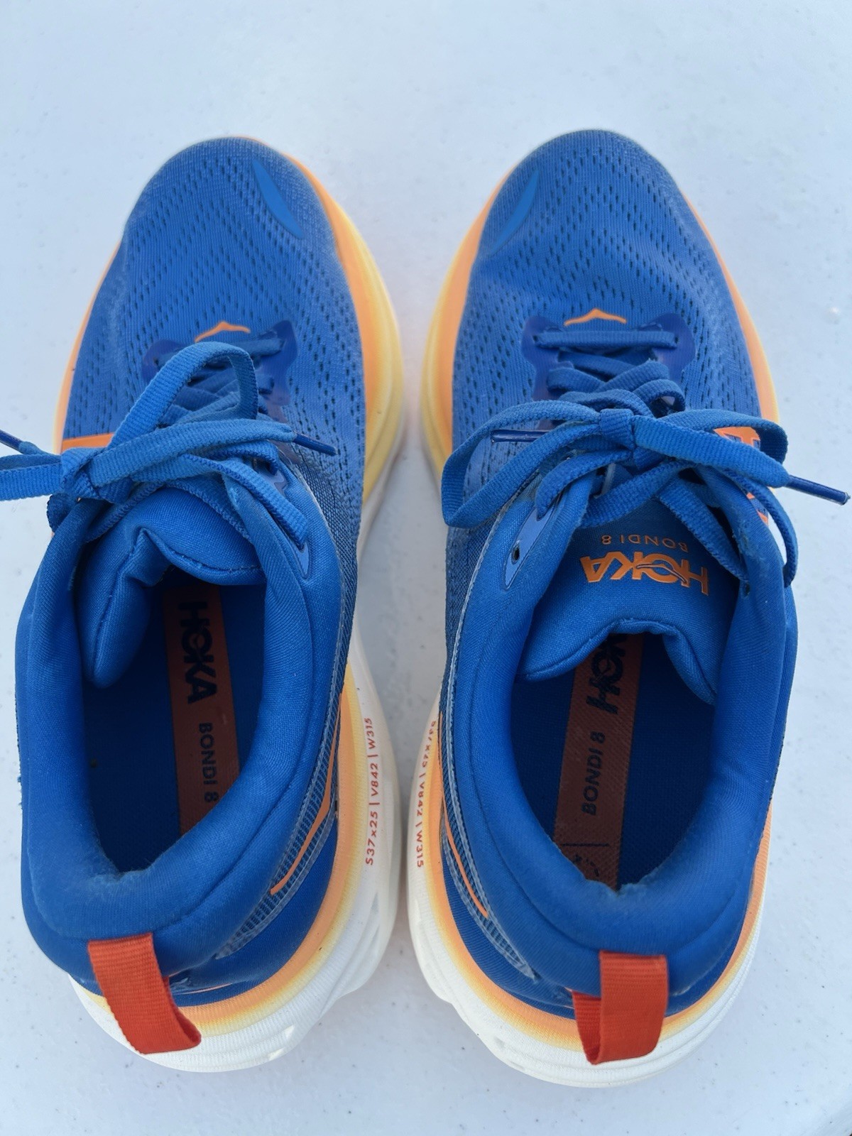 Men’s Blue And Orange HOKA Bondi 8 Running Shoes Size 7.5 thumbnail 7