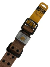 Carhartt NEW Large Nylon Wide Dog Leash Collar 20"-25" Reflective Logo Brown