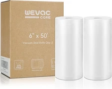 Wevac Vacuum Sealer Bags 6x50 Rolls 2 pack for 6'' × 50' 2 pack, Transparent 