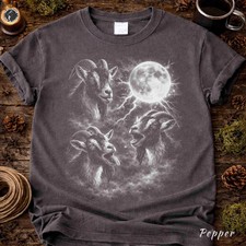Three Goats Moon Comfort Tee Animal Wildlife Nature Graphic Gift