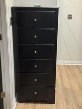 Modern Tallboy Tall Narrow 6 Drawer Chest of Drawers Black matte itzcominghome