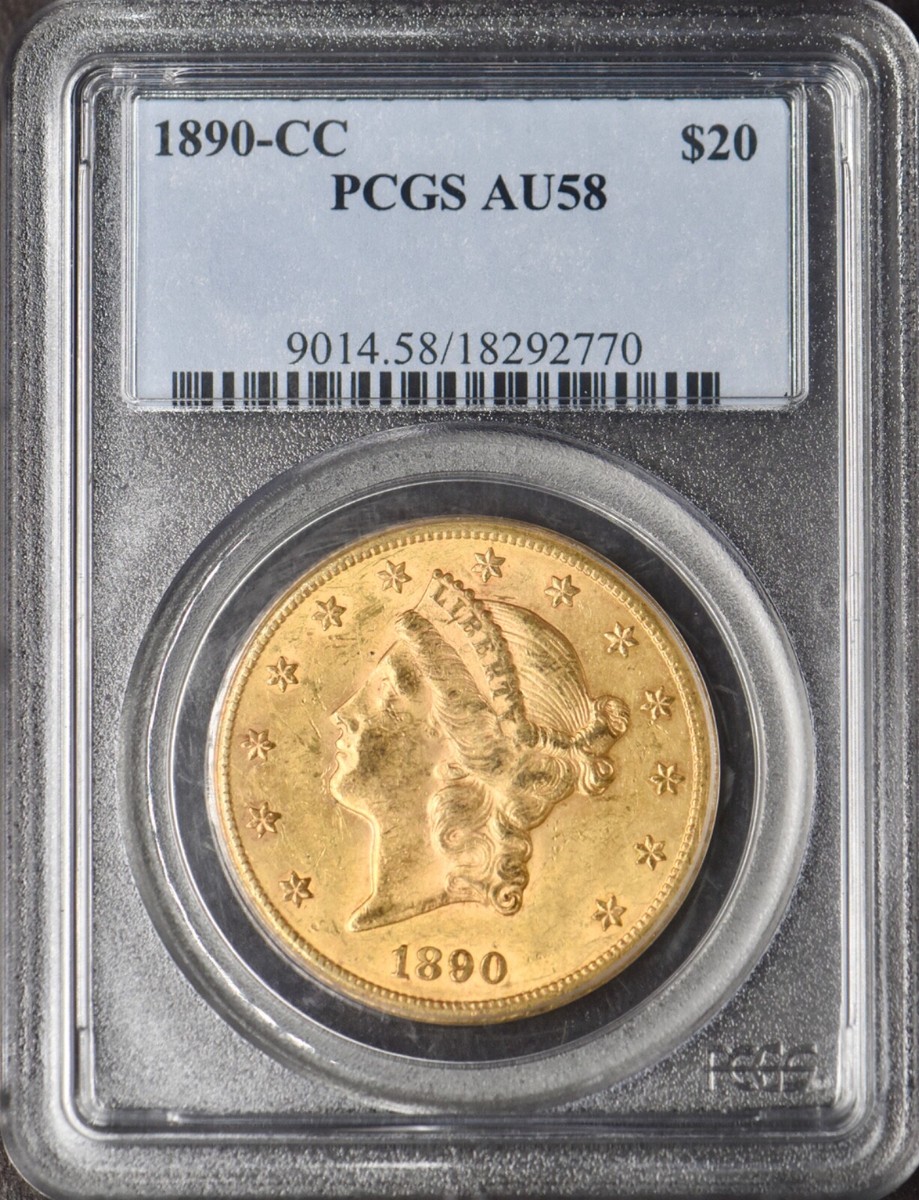 ゴールド 1890-CC $20 Gold Liberty Head Double Eagle - PCGS AU58