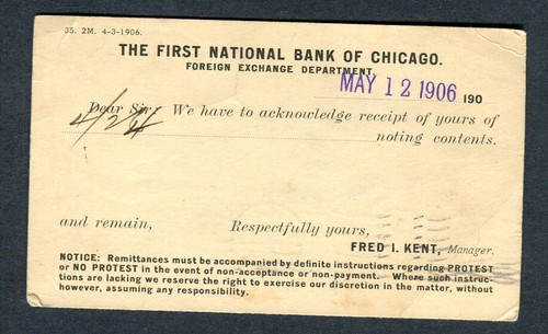 USA : Stationary from 1906 - First National Bank Chicago to Cuxhaven, Germany - Picture 2 of 2