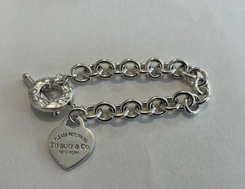 Tiffany & Co. 925 Silver MED RTT Heart Tag Toggle 7.75" Bracelet - Picture 8 of 8
