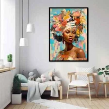 Black flower woman canvas Wall Art Canvas Unframed Print Art
