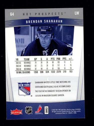 2006-07 Fleer Hot Prospects Base Hockey Cards You Pick #1 - 100 - Picture 119 of 189
