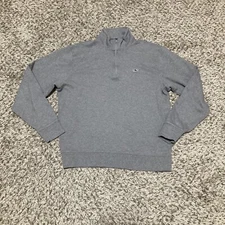 Vineyard Vines 1/4 Zip Sweater Mens Size Small Solid Gray 100% Pima Cotton
