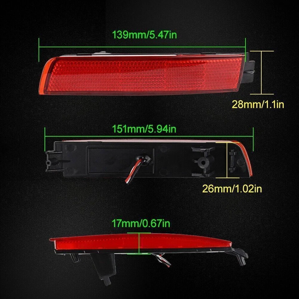 2x Luz de freno trasera reflector parachoques trasero LED lente roja para Nissan Juke 2011-2014 Foto 2 de 4