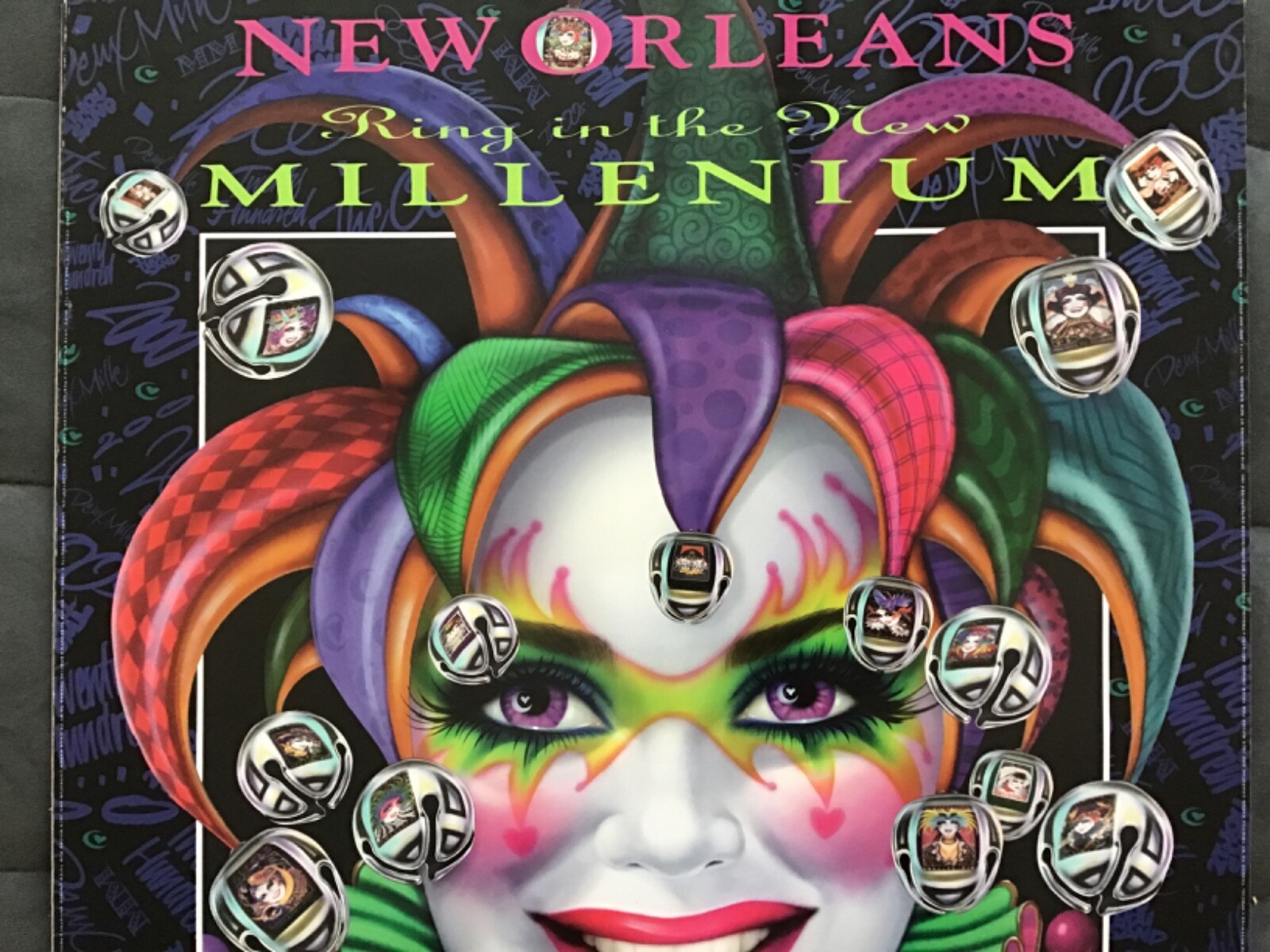 VERY RARE SIGNED NEW ORLEANS MILLENIUM 2000 MARDI GRAS POSTER ANDREA