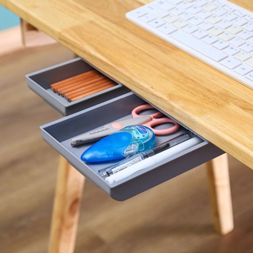 Under Desk Drawer Hidden Tray Drawer Organizer Storage Box Self-Adhesive Pencil - Picture 23 of 28