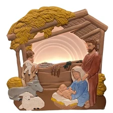 Tampa Bay Mold Co 1988 3D Light Up Nativity Manger Scene Handpainted New Cord