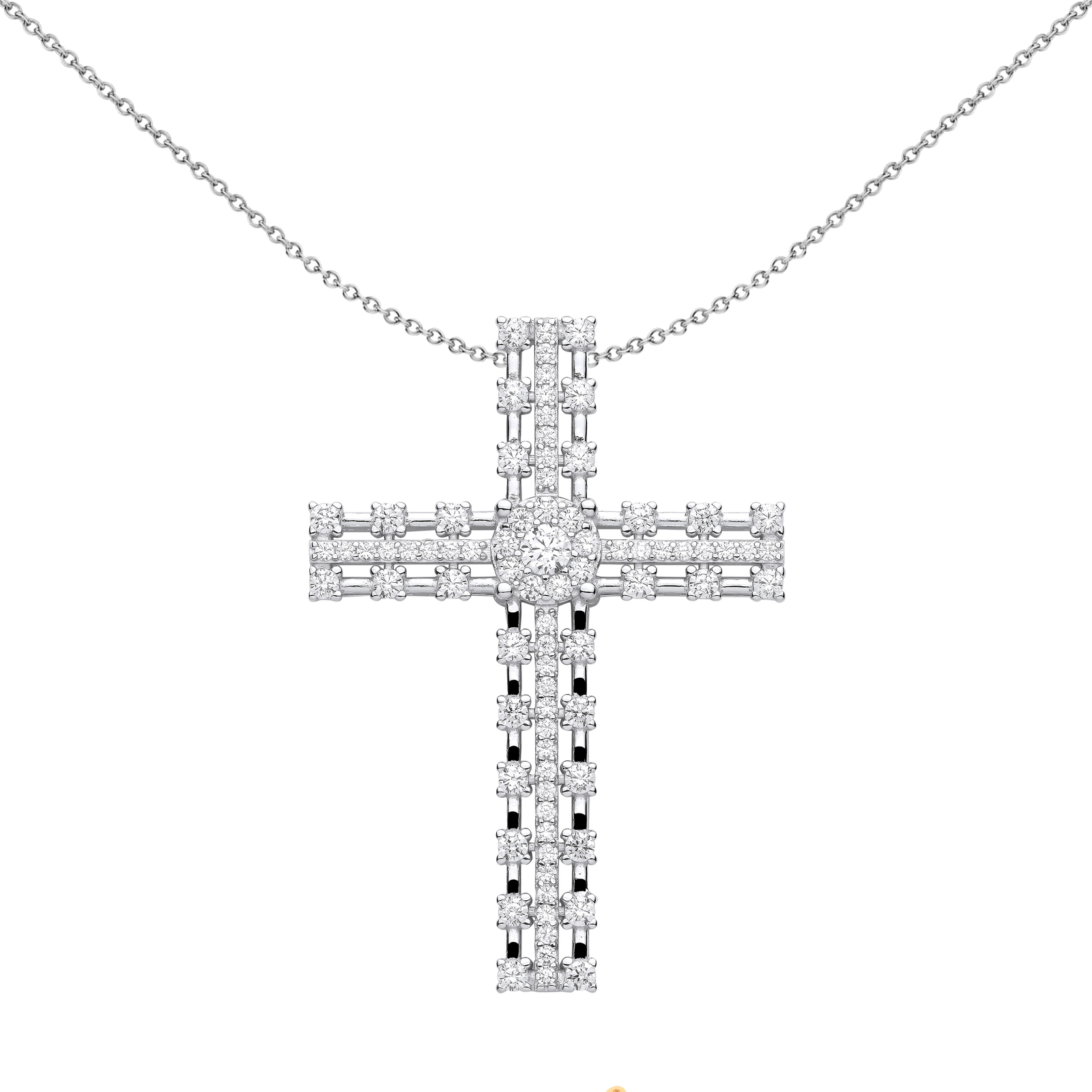Unisex Silver Jewelco CZ Outline Eternity Cross Necklace 18 Inch