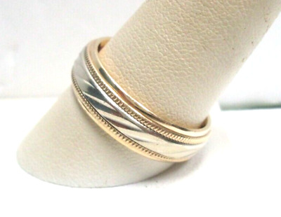 L@@K! Solid 14K Yellow/White Gold Band Ring w/ Nice Design L@@K! Solid 14K Yellow/White Gold Band Ring w/ Nice Design