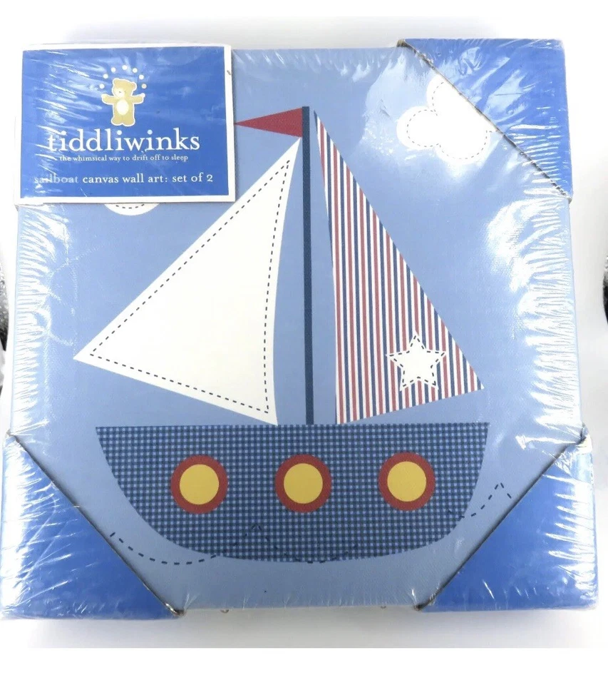 Tiddliwinks velero lienzo arte de pared conjunto de 2 nuevo Foto 3 de 4