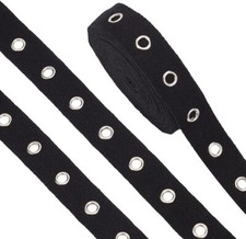 6.25 Yards Cotton Grommet Tape Eyelet Tape 1inch Wide Black Eyelet Grommet Ta...