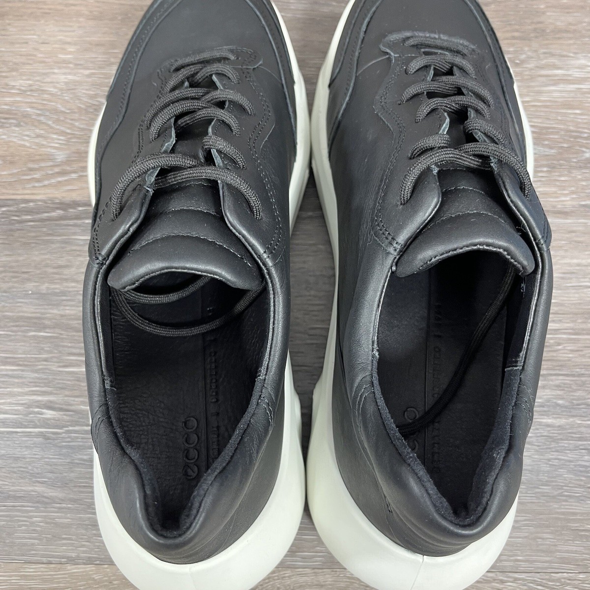 ECCO Womens Chunky Black White Lace Up Sneakers Shoes Size