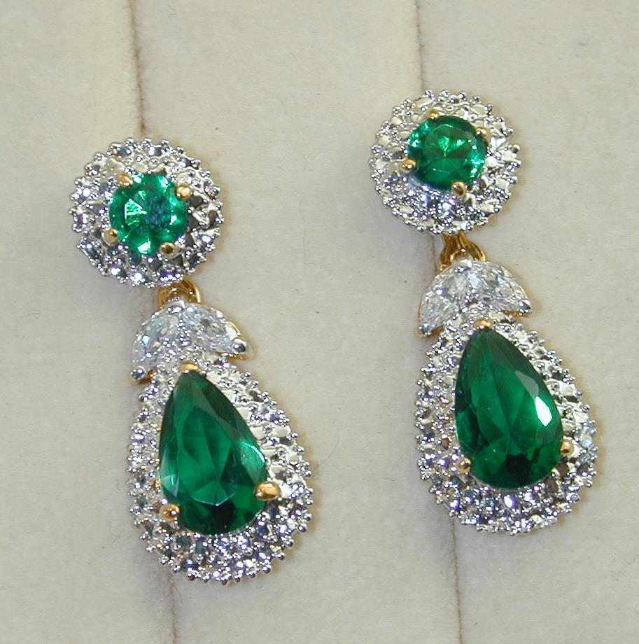 Camrose & Kross JBK Jackie Kennedy Faux Emerald & Diamond Earrings
