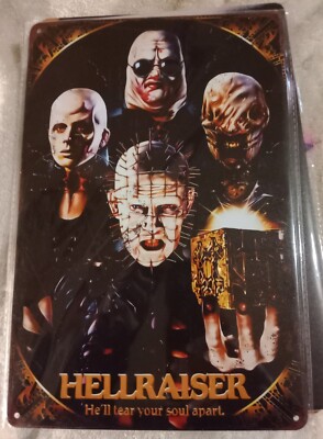 HELLRAISER TIN SIGN He'll Tear Your Soul Apart! Pinhead FOR FAN OR MAN CAVE