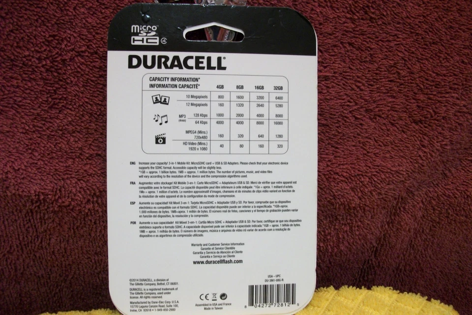 Tarjeta MicroSD Duracell Du-3In1-08G-R Clase 8 8 GB con Adaptador Universal (DU-3IN1 Foto 2 de 2